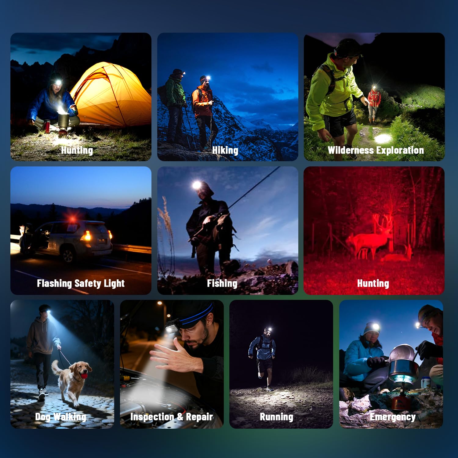 Brinyte HC01S - Linterna frontal recargable con sensor de movimiento LED de 1000 lúmenes, USB-C y AAA, doble potencia, luces blancas y rojas, luces de camping, luz de casco duro, linterna impermeable