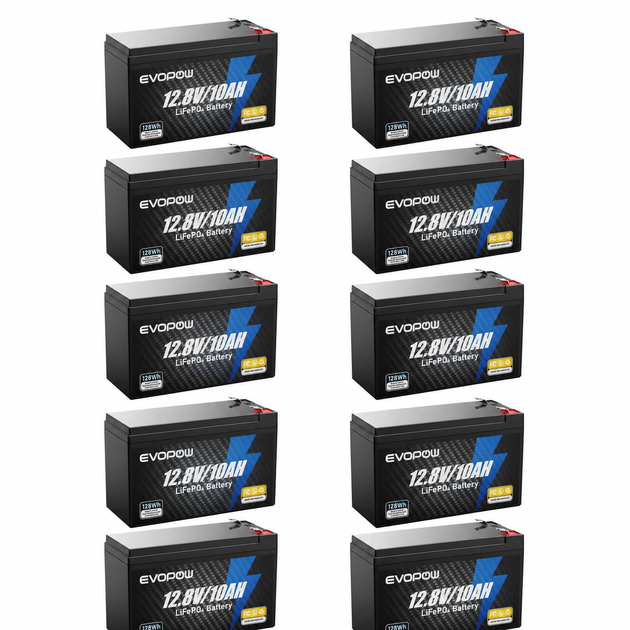 LiFePO4 リン酸鉄リチウムイオンバッテリー 12V 10Ah 128Wh 10個セット