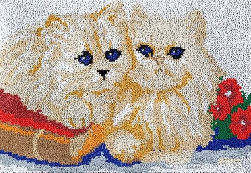 ROCKY&CHAO Latch Hook Kit for Adults & Kids Complete DIY Rug Making Craft Kits with Yarn & Canvas and Crochet Needle, Adult Craft Kits for Women, Relaxing Home Art Project - Ragdoll Cat 50x38cm — image 1