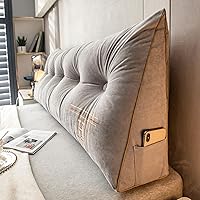 Vista 1 de HM&DX Almohada de lectura triangular con cuña para cabecero, almohada de respaldo de terciopelo con funda extraíble, cojín tapizado para dormitorio