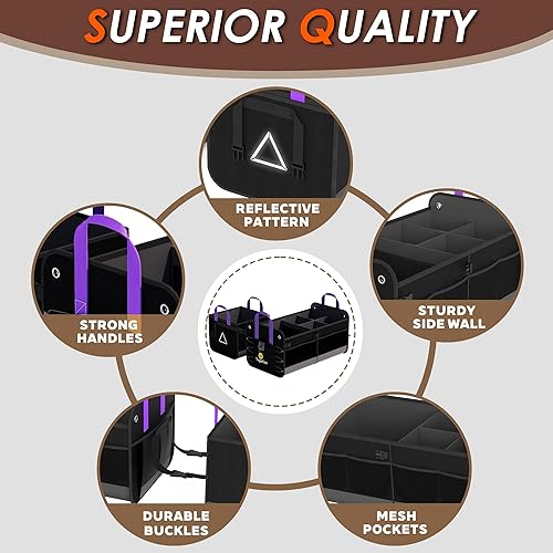 Miniatura 3 de Organizador de maletero de automóvil para SUV, organizador de almacenamiento impermeable de gran capacidad de 84 litros, compartimentos plegables y