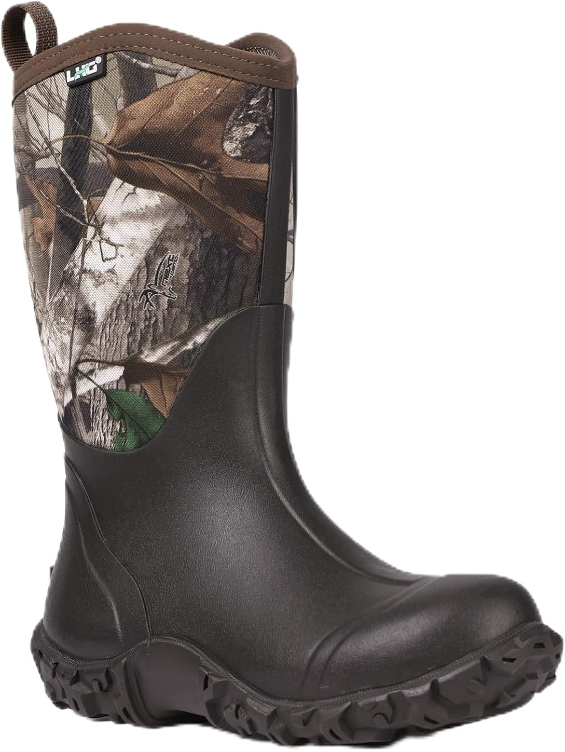 LHG Men's 13'' Waterproof Rubber Rain Boots Insulated Neoprene Mud Boot | Slip-on Work Boot High Traction Wetland Water Boot for Outdoor Farming Hunting Muddy Yard Work