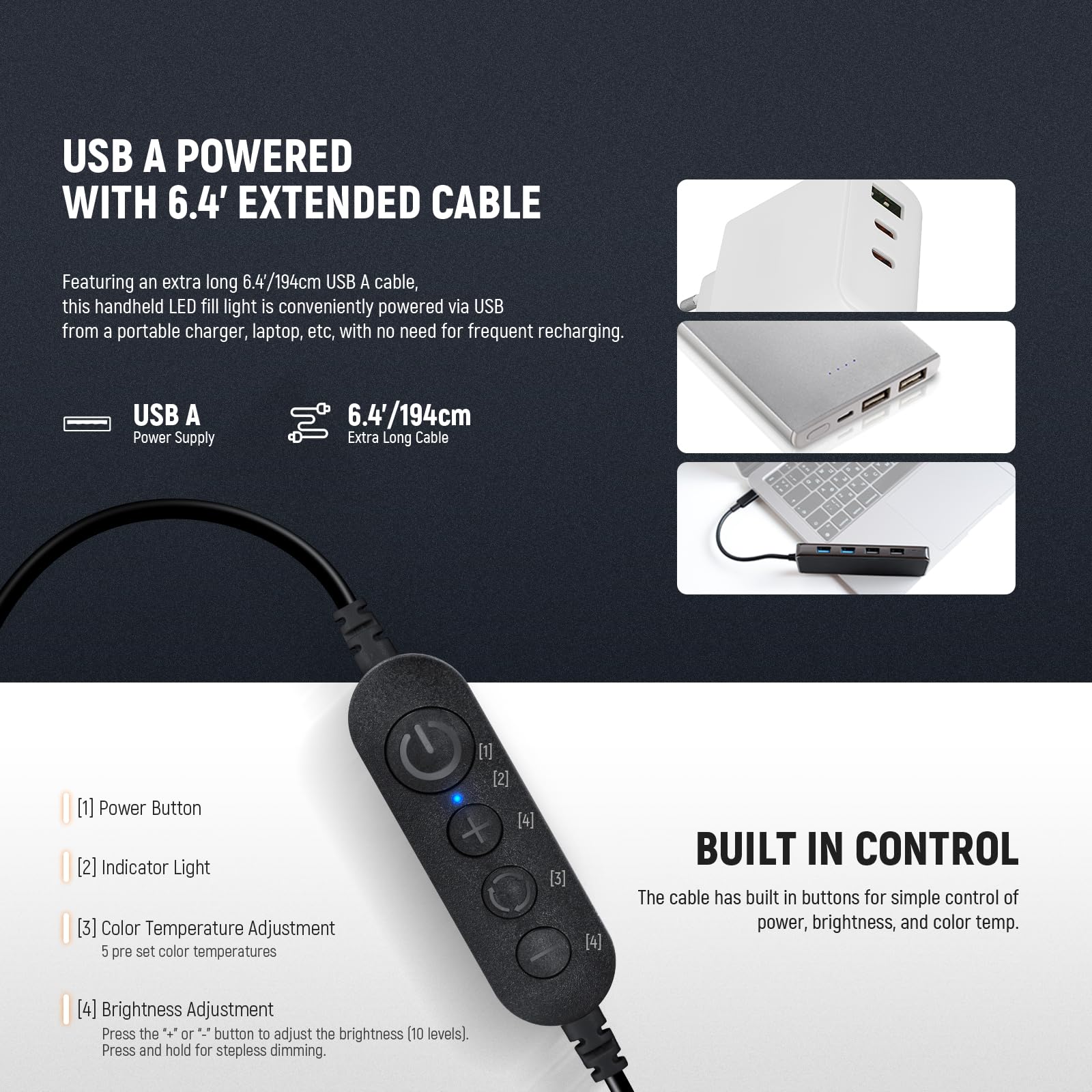 NEEWER BASICS 10W Luce di Riempimento LED Portatile da 60cm, Luci Tubo Gonfiabile Bicolore in TPU,2700K-5600K CRI95 Cavo 194cm Alimentata da USB A per Fotografia Studio Riprese Video Streaming, GC10B