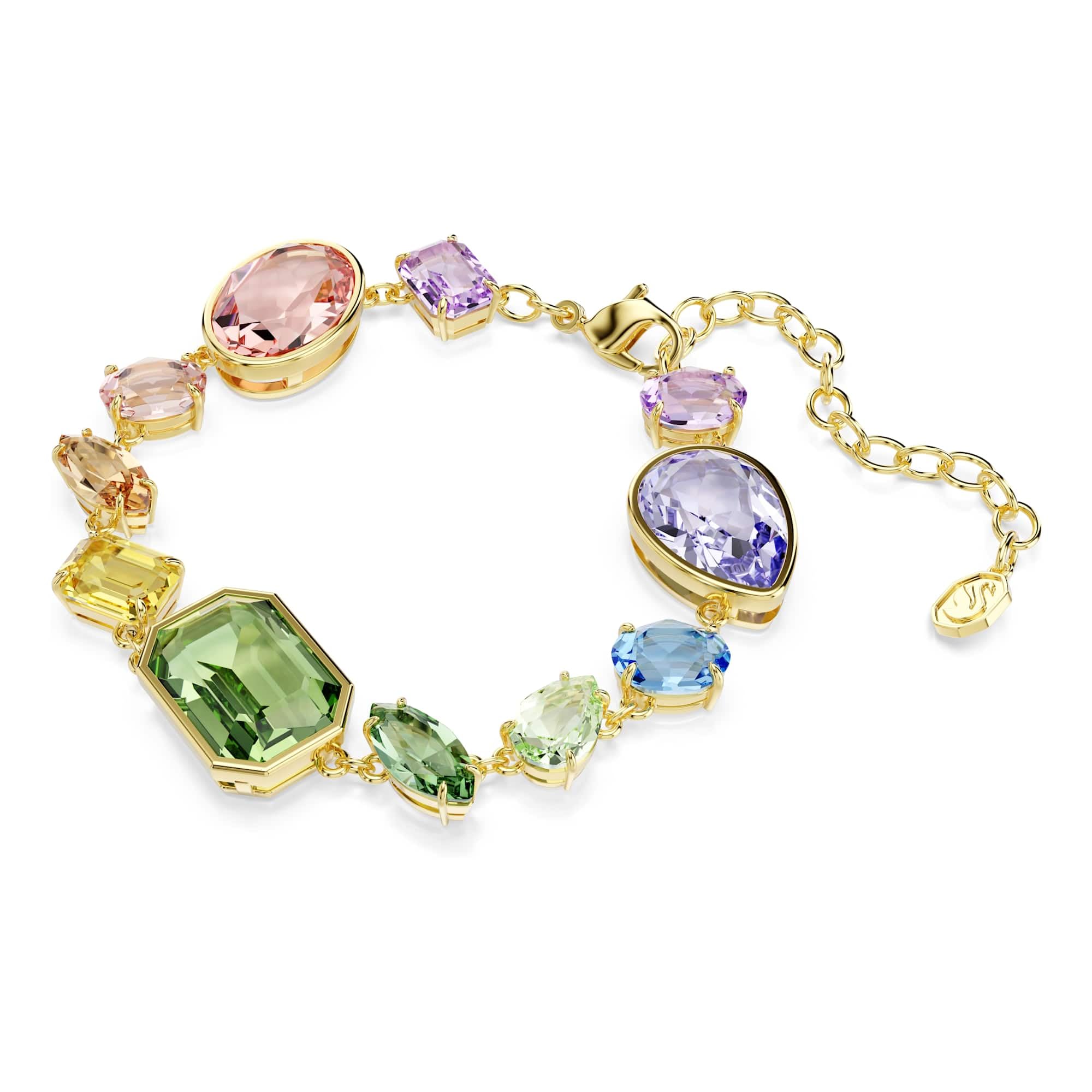 Swarovski Bransoletka Gema, Szlify różnorodne, Różnokolorowa, Powłoka w odcieniu złota