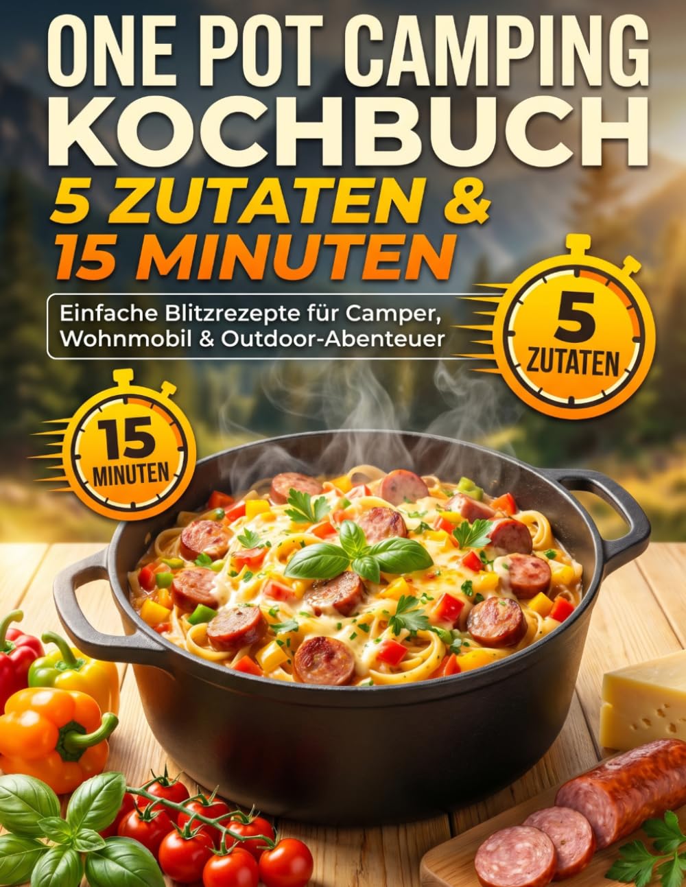 One Pot Camping Kochbuch – 5 Zutaten & 15 Minuten: Einfache Blitzrezepte für Camper, Wohnmobil & Outdoor-Abenteuer