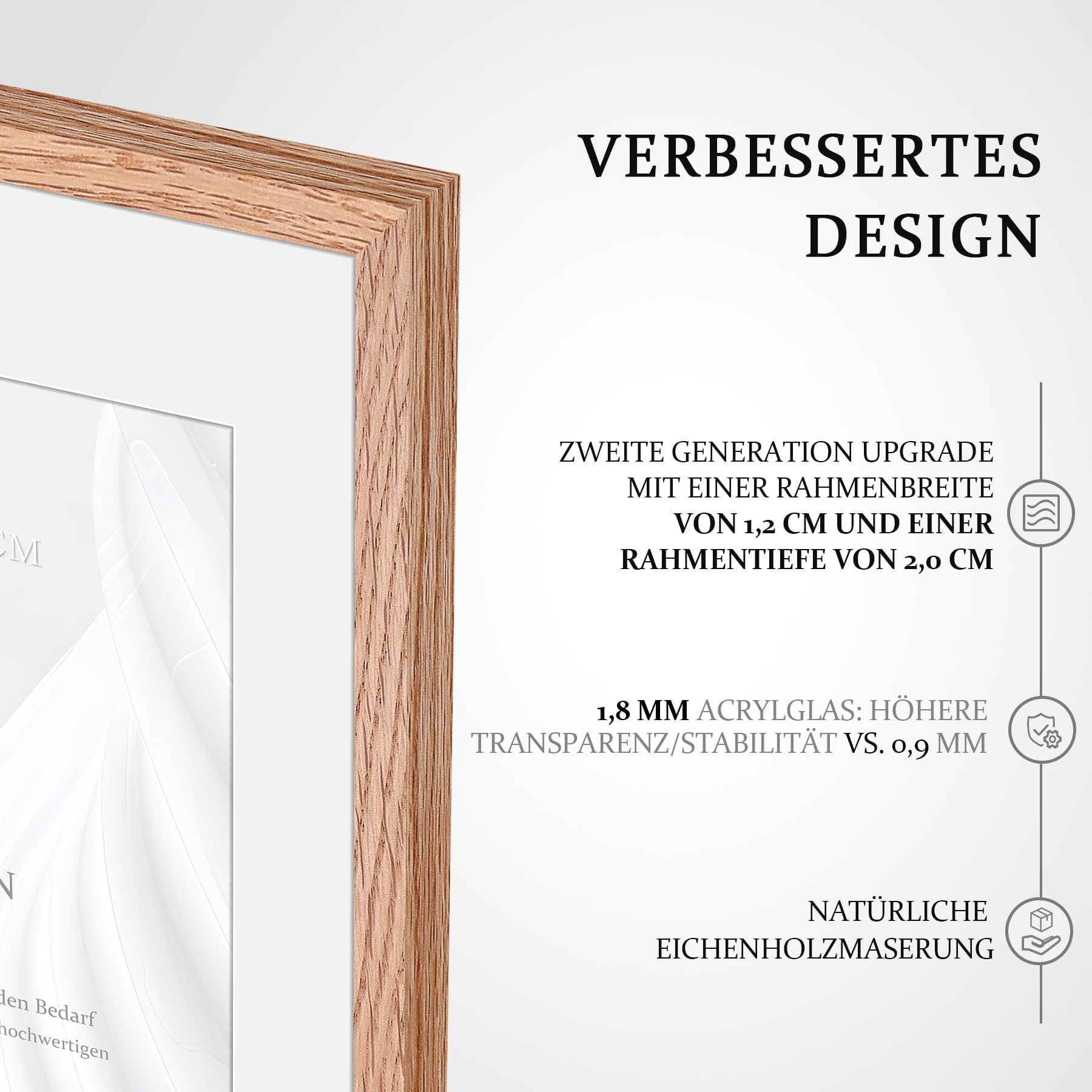 HIMEETIME® 2x Bilderrahmen für 50 x 70 cm Natur Holz Eiche Dünner Rahmen,Picture Frame 50x70cm,Großer DIY-Collage-Rahmen mit Folienabdeckung – Nur zur Wandmontage
