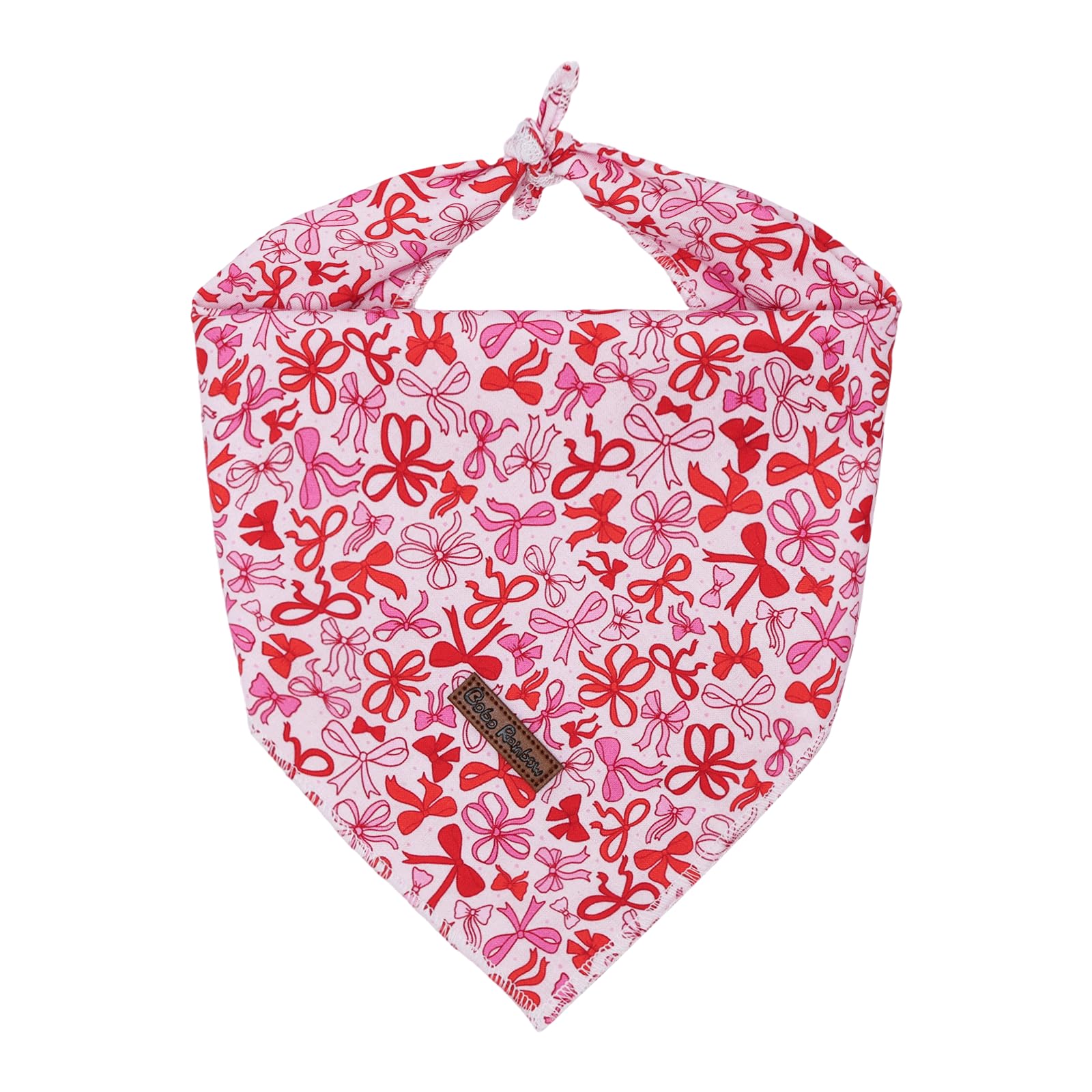 Bobo Rainbow Dog Bandana-1PC Cute Pink Bowknot Print Scarf Square Bandanas Soft Cotton Holiday Bandanas Bibs Adjustable Dog Kerchief for Small Medium Large Dogs