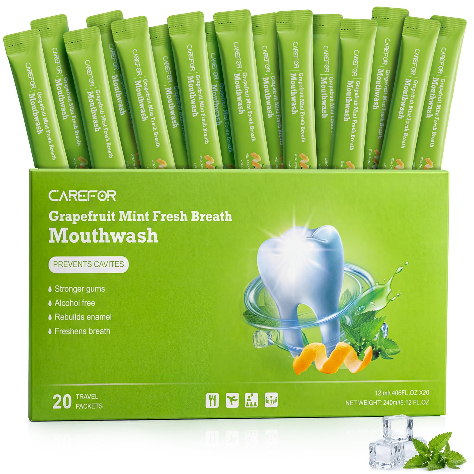 Travel Size Mouthwash Alcohol-Free Gentle Mini Individual Portable 20 Packs