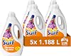 Surf Passion Bloom Laundry Washing Liquid 220 washes with a joy-infused fragrance with natural essential oils lasting up to 12 hours in wear Detergent for brilliantly clean results (5x 1.188 L)
