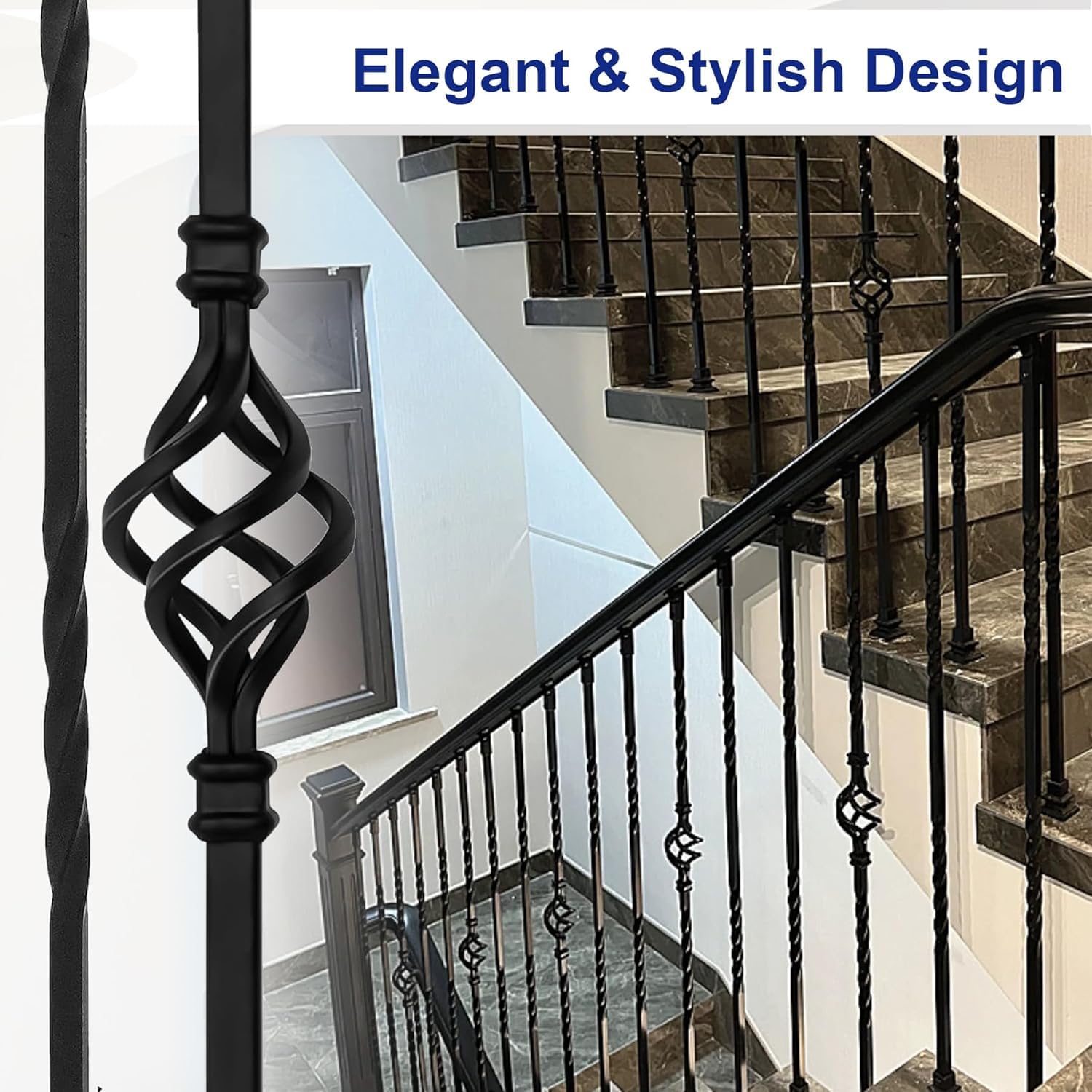 Snapklik.com : Sidasu 16-Pack Wrought Iron Balusters For Staircase