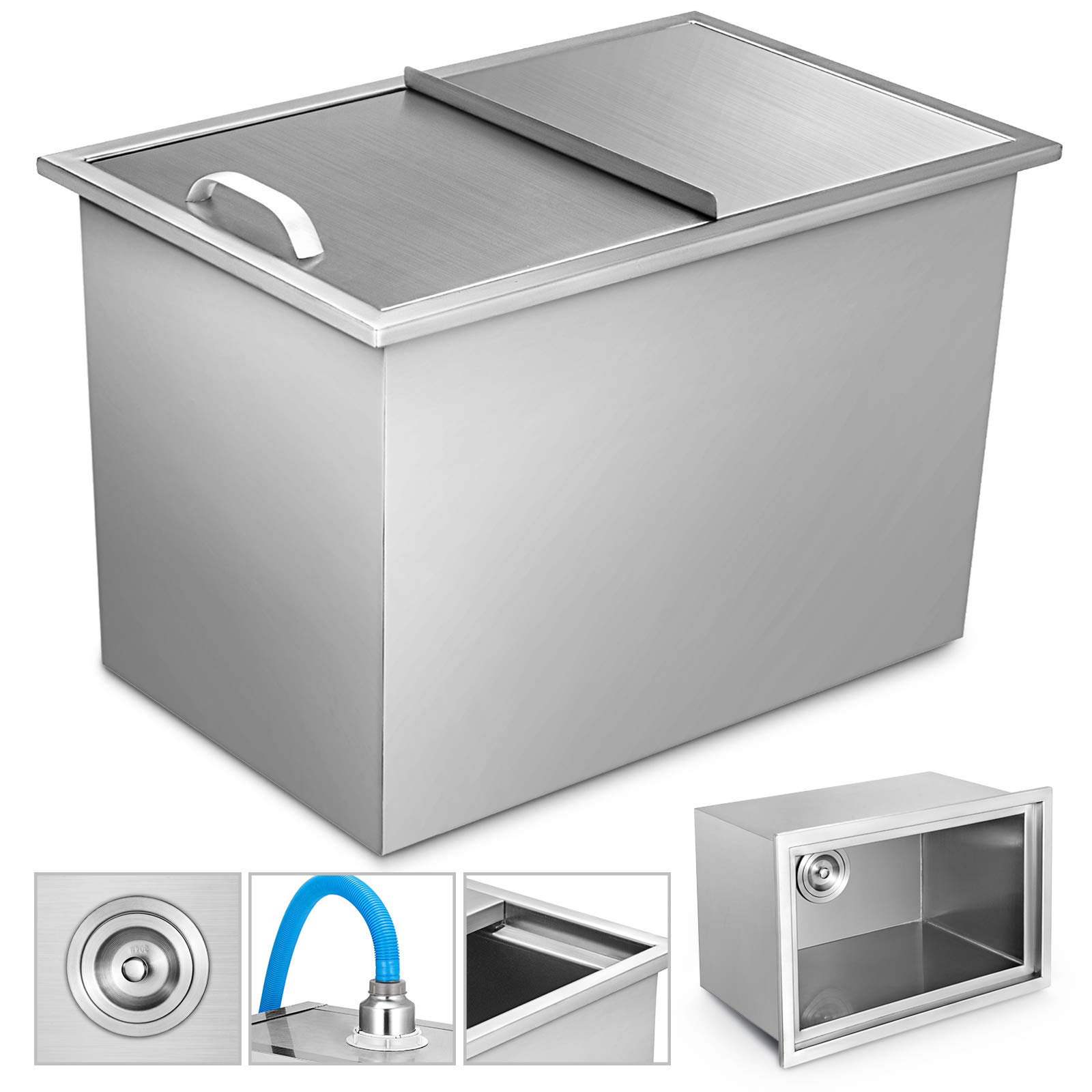 KITGARN Dropin Ice Chest with PushPull Cover Stainless Steel Ice
