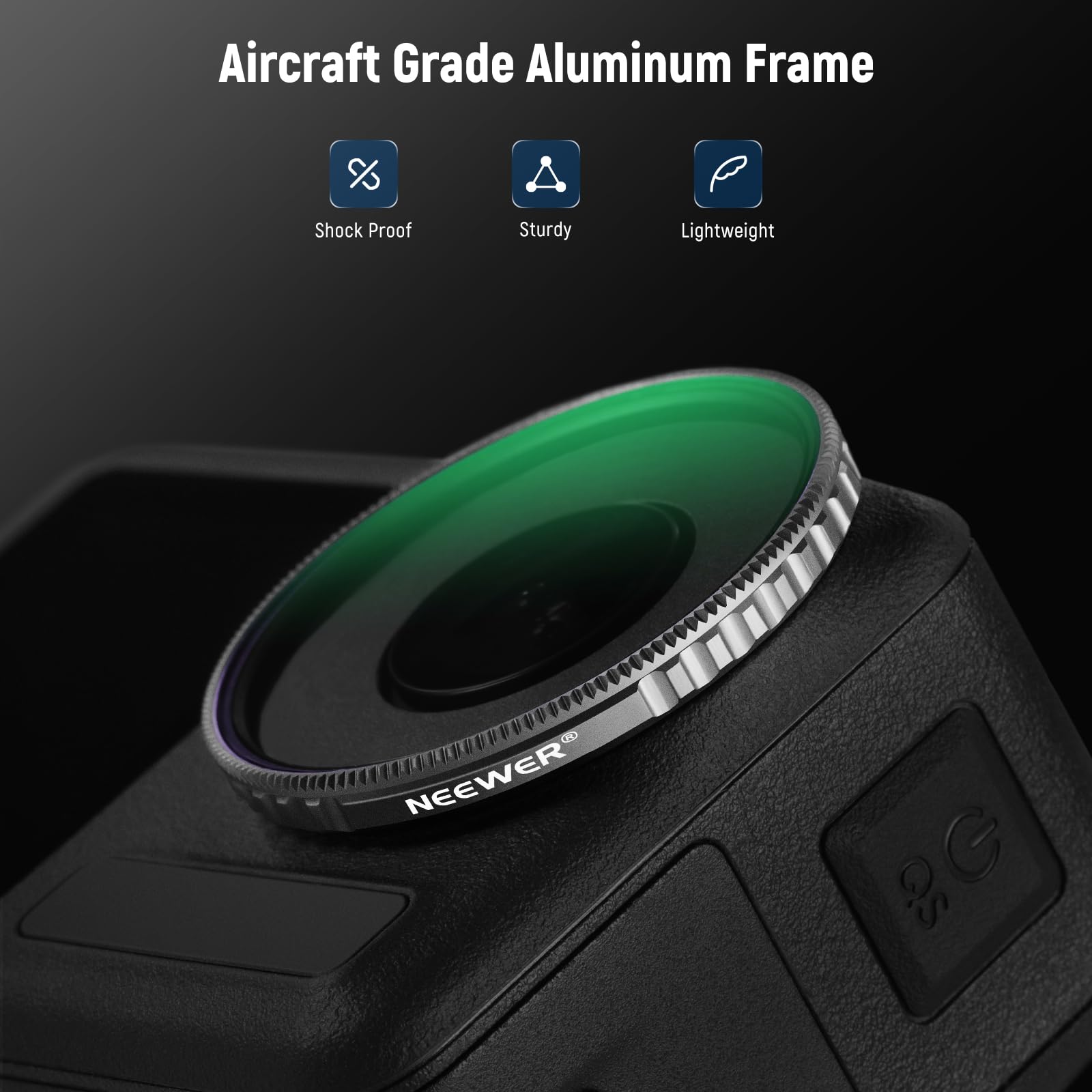 NEEWER Regulowany filtr CPL kompatybilny z DJI Osmo Action 5 Pro i Action 4, wkręcany filtr polaryzacyjny okrągły wielowarstwowy HD szkło optyczne Slim Frame Action Camera akcesoria, FL-N49