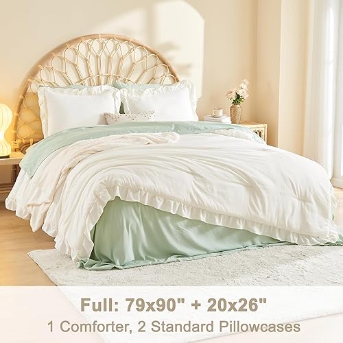 Miniatura 82 de Litanika Juego de edredón Queen de 3 piezas, color rosa rubor, para niñas y mujeres, con volantes, lindos edredones y juegos de ropa de cama, 02