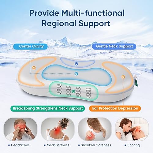 Miniatura 2 de Elegear Almohada de cuello refrescante para dormir profundo, almohada cervical de apoyo para el cuello para aliviar el dolor con tecnología de