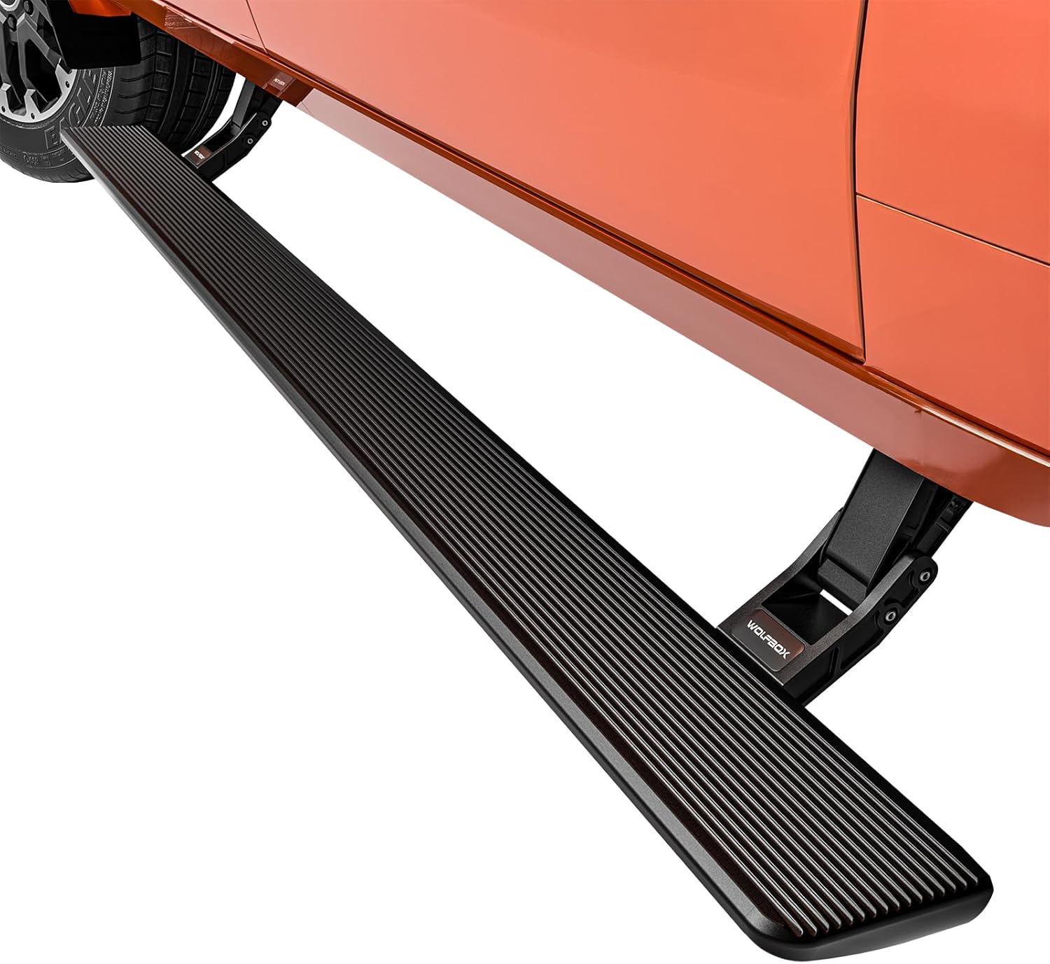 WOLFBOX Power Running Boards for Dodge Ram 1500 Crew Cab 2019-2024, Automatic Electric Retractable Side Steps with LED Lights, Plug-N-Play Waterproof Motor(Not for 1500 Classic)