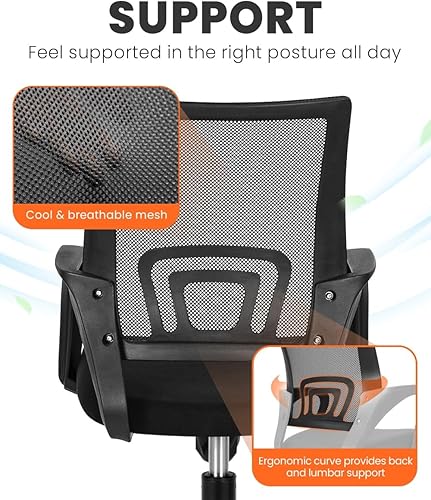 Miniatura 4 de Silla de oficina de NEO Silla de escritorio de computadora para juegos  Cojín ergonómico de espalda media soporte lumbar con ruedas cómodo asiento