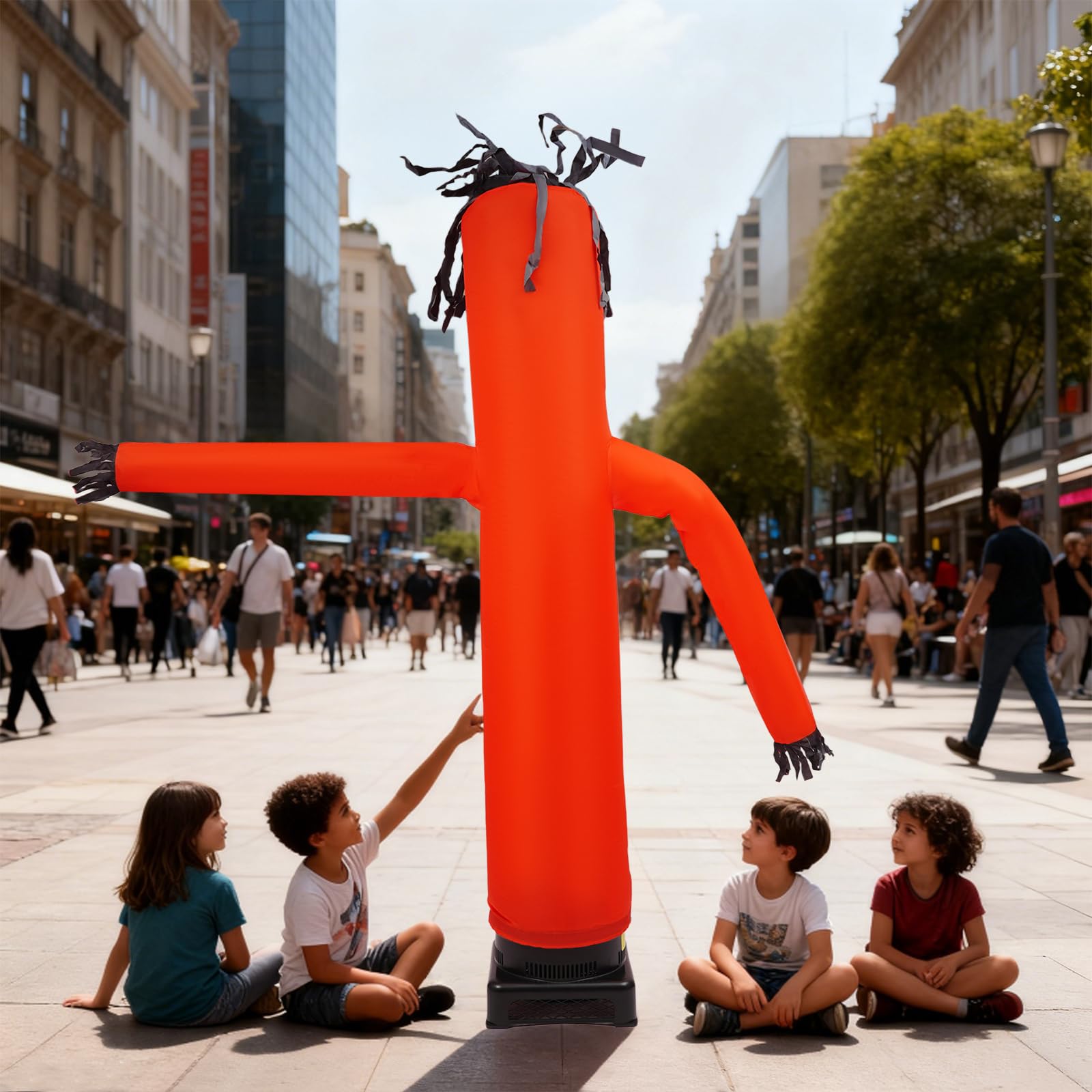 Ballatore gonfiabile da 2,4 m con ventilatore da 550 W, Waving Tube Man per pubblicità, eventi, negozi e festival, modello Sky Dancer resistente alle intemperie, rosso e nero, elettrico