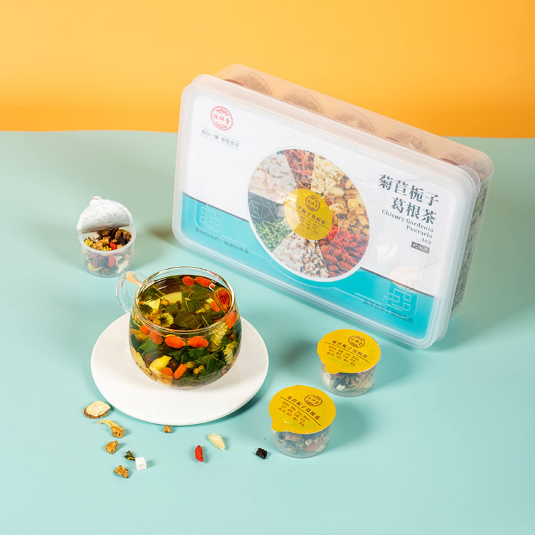 Té De Hierbas Chino Combinado 300g (20g * 15 Latas) Té De Flores, Pequeñas Latas De Té Envasado Portátil