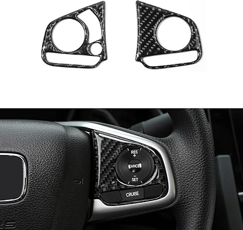 Thenice para Civic de 10ª generación, de fibra de carbono real, para embellecedores de volante, uso interior, decoración para botón para Honda Civic
