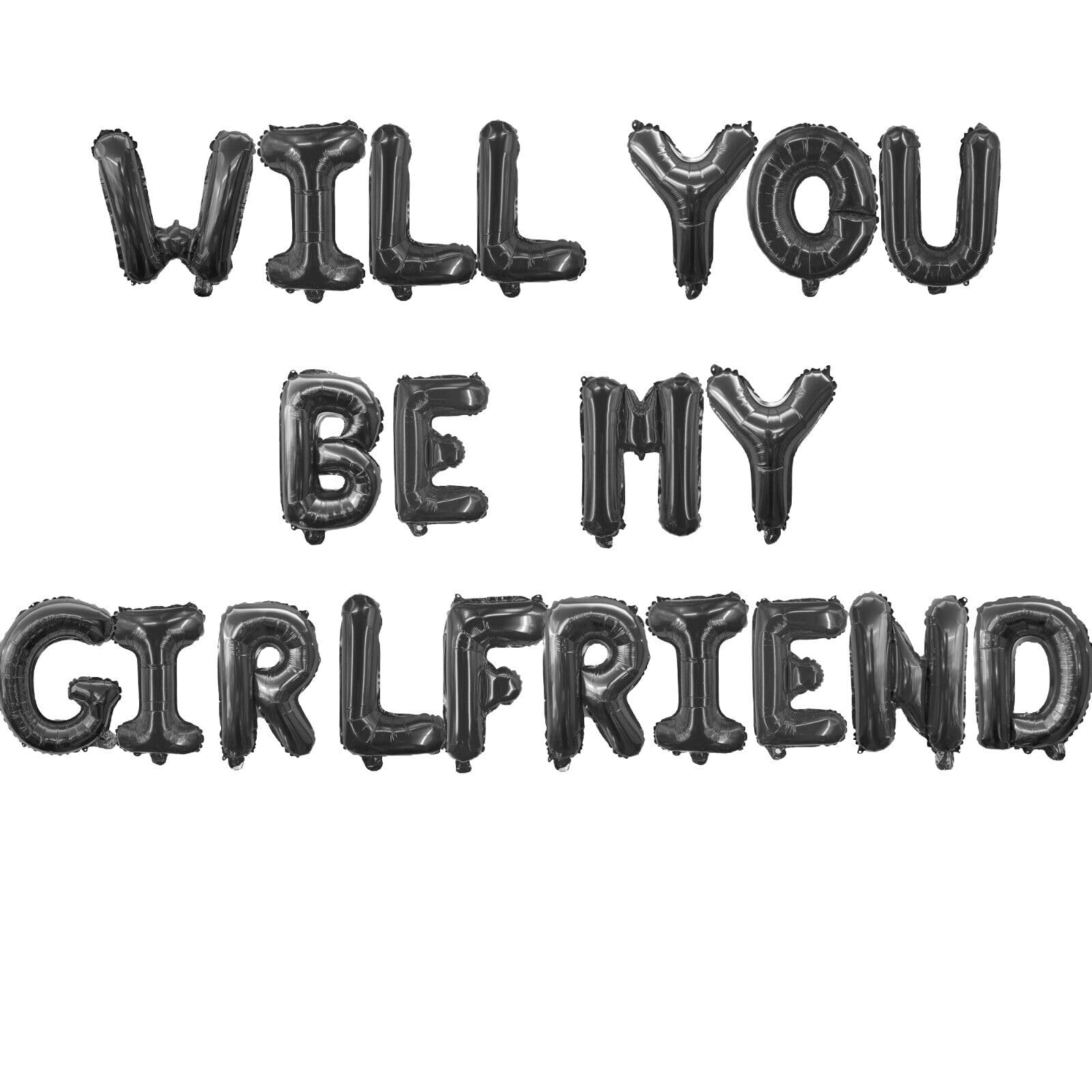 Pannu Design Will You Be My Girlfriend 16 Inch Foil Letters Balloon For Valentine’s Day Surprise And Romantic Proposals Day Party Suppliers (Black) — image 1