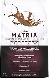 Syntrax Matriz nutricional – Mistura de proteína de liberação sustentada, Tiramisu Macchiato 900 g de cafeína