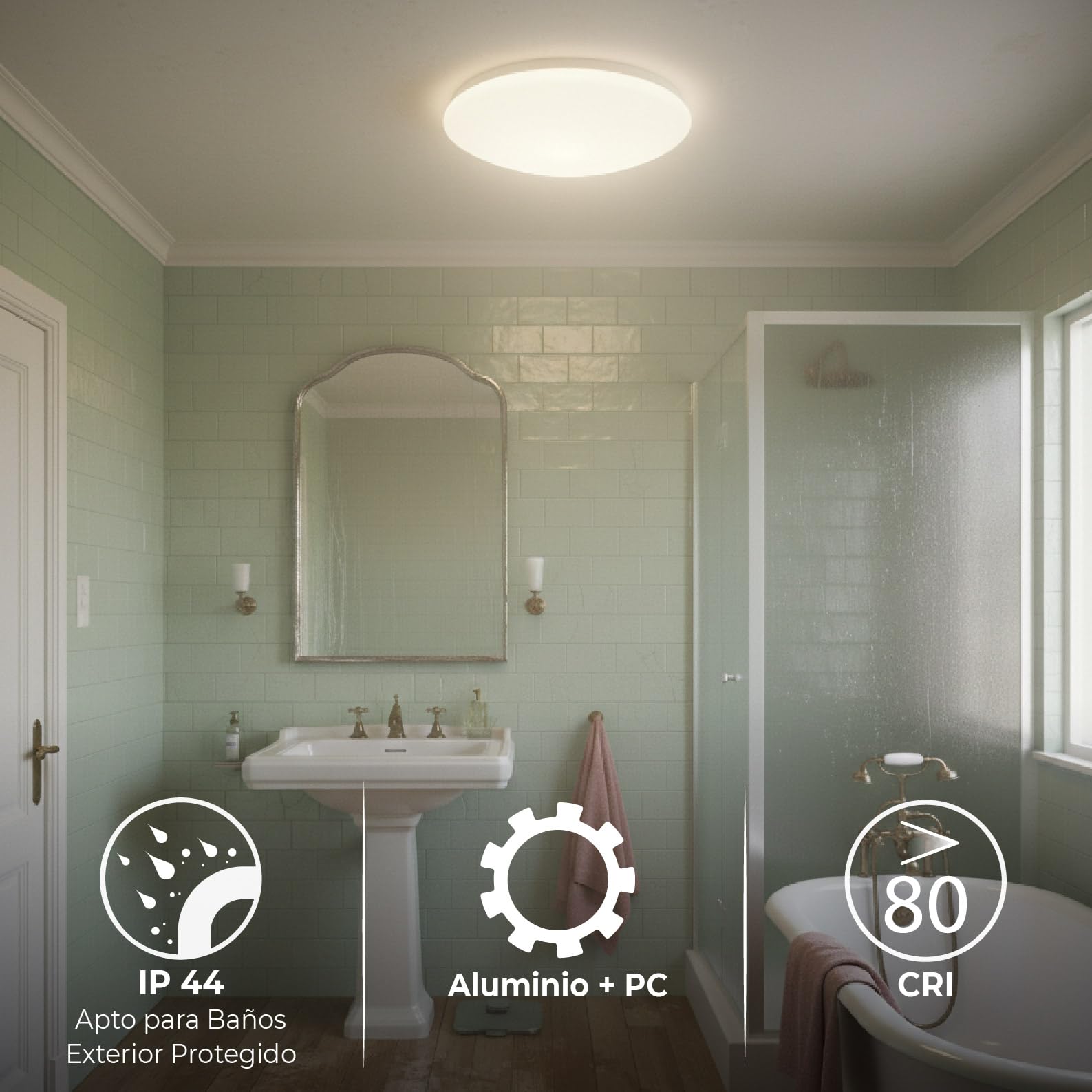 LED ATOMANT 4x Plafon LED Superficie 38cm 36W CCT 3000-6500K 3600lm Baño | Con Selector de color CCT, Driver incluido
