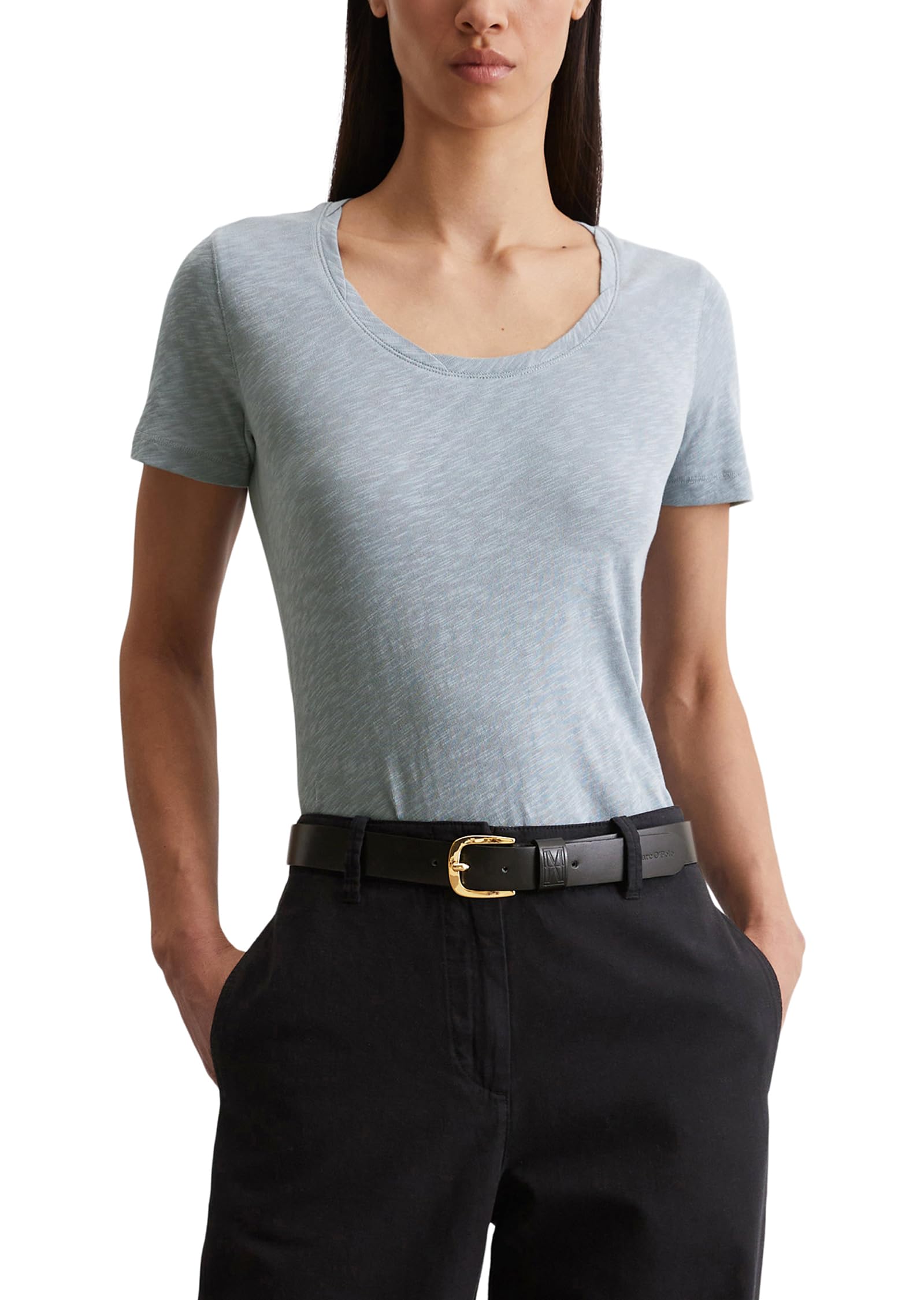 Marc O'Polo Damen T-Shirt mit getwistetem Ausschnitt Regular Fit