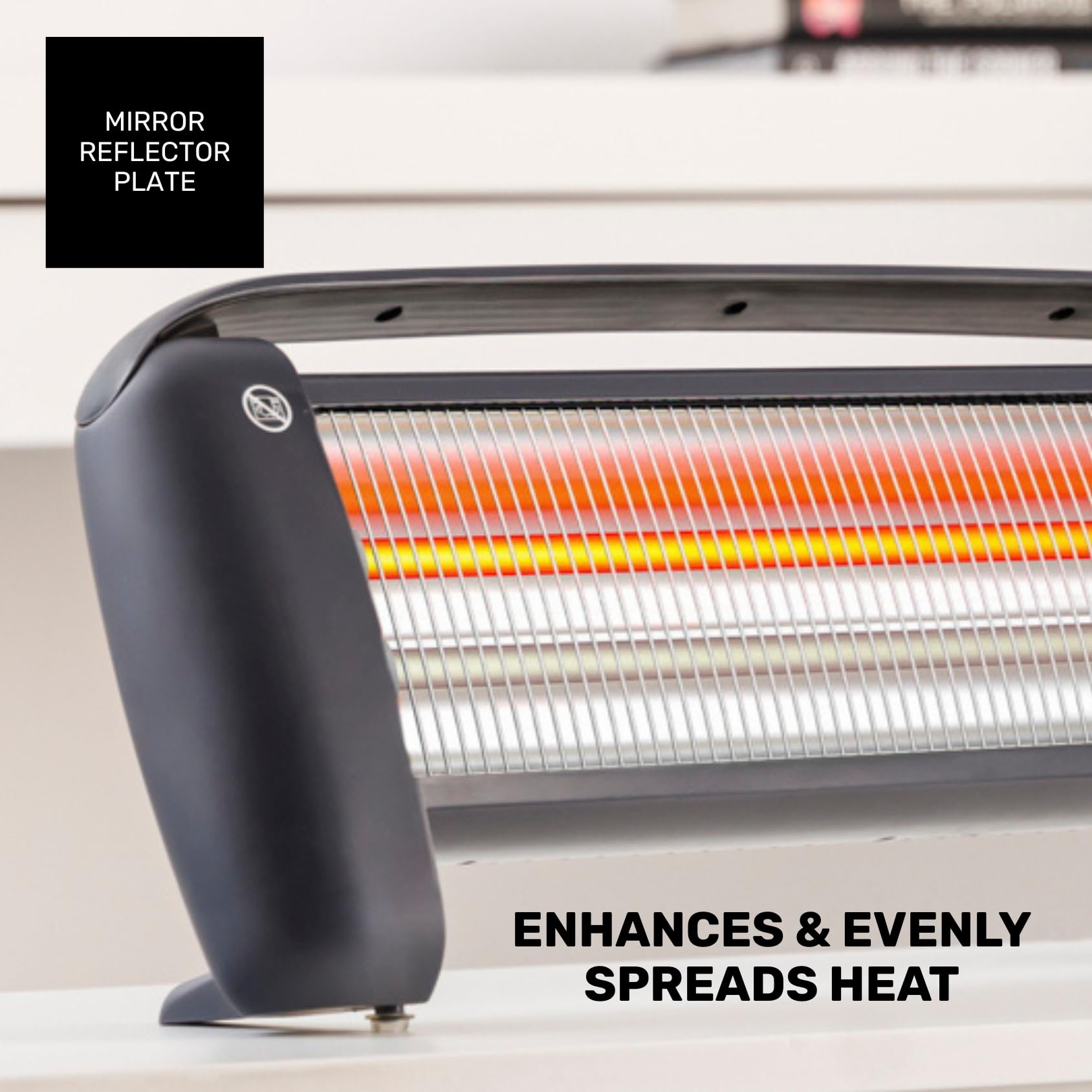 Taurus – Stufa al Quarzo PR-2 Slim | 1200 W | 2 potenze | Effetto specchio | Protezione termica | Antiribaltamento | Silenziosa | Portatile