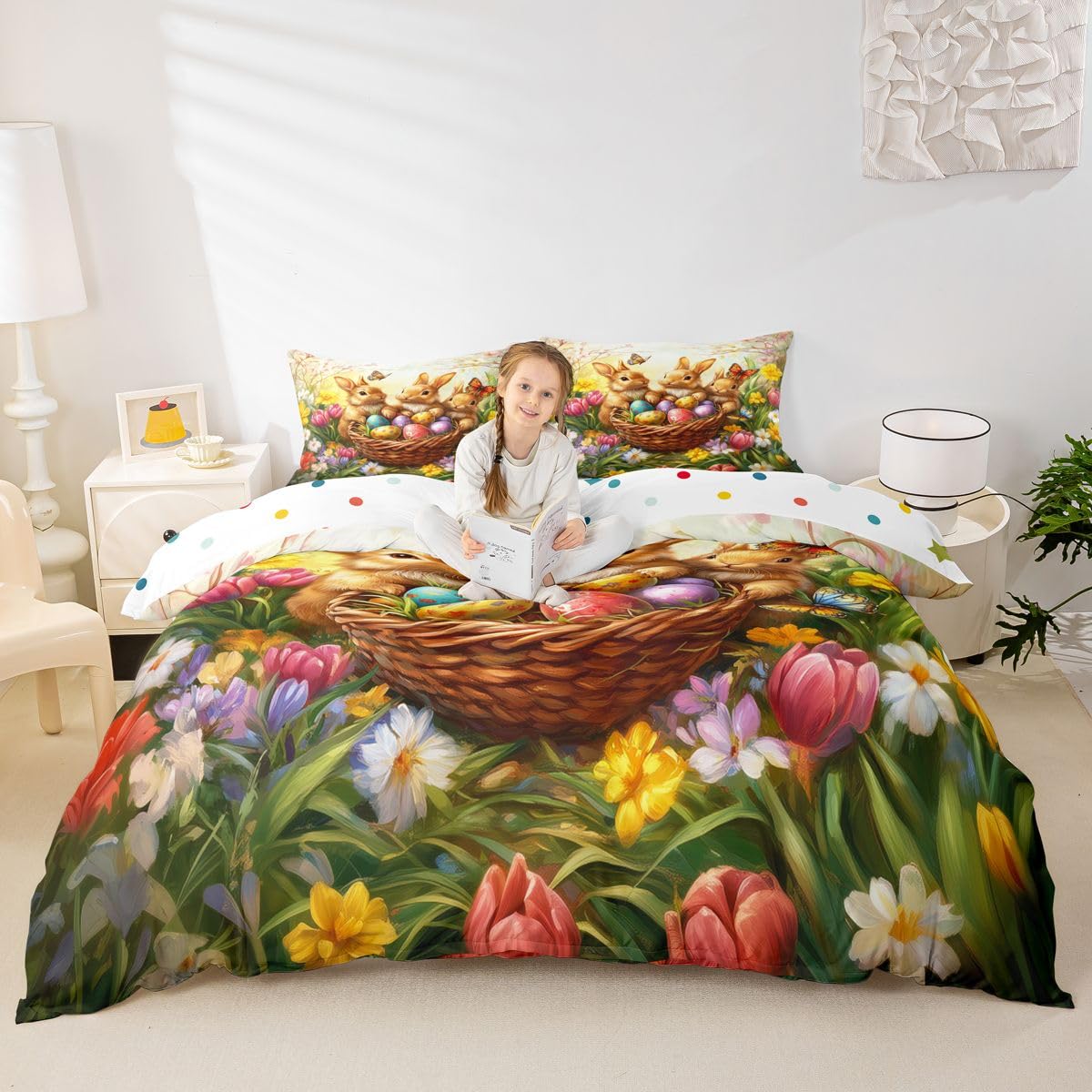 Housse de couette motif lapin pour lit double et douceur de vivre champêtre