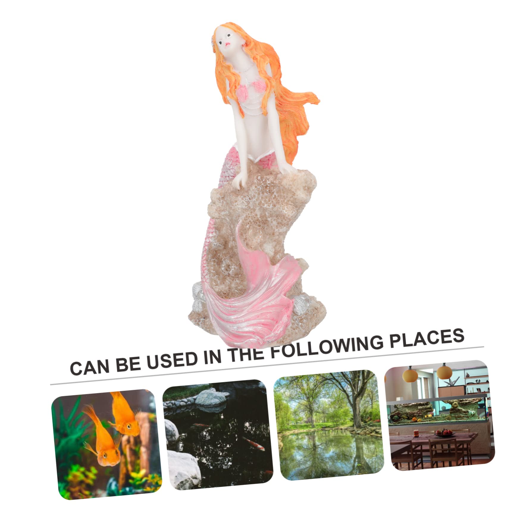 Cabilock 2 Pezzi paesaggio del serbatoio di pesce arredamento ornamento sirena in resina per acquario decorazioni artigianali in resina fornitura acquario sirena paesaggistica acquario rosa