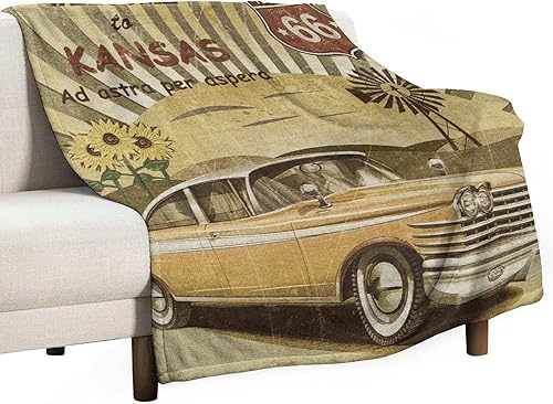 Miniatura 35 de Manta clásica retro para automóvil, diseño clásico de automóvil clásico americano, diseño de motocicleta, manta de franela súper suave para cama y