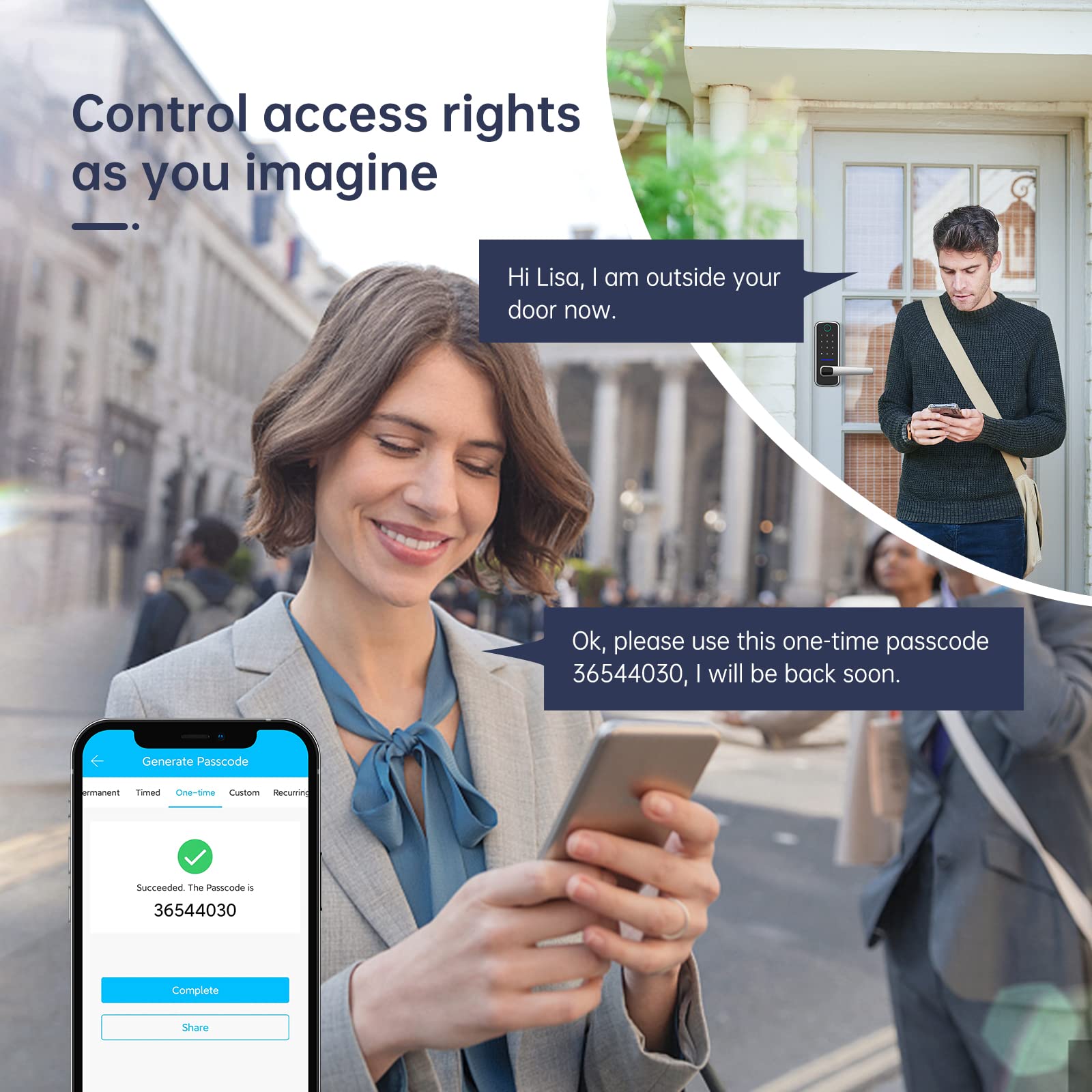 Smart Door Lock, OLUMAT Keyless Entry Door Lock Fingerprint Door Lock with Keypad Electronic Digital Door Lock with Handle for Home, Rental, Office and Hotel