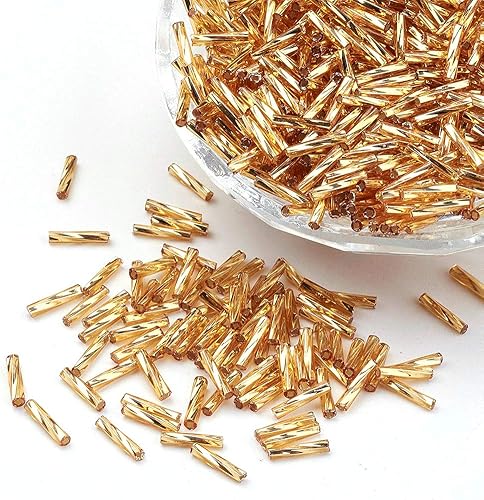 Miniatura 5 de Craftdady 555 piezas de cuentas de cristal con forma de corneta de 0.472in de oro metálico trenzado espaciador para manualidades, collar de cuentas,