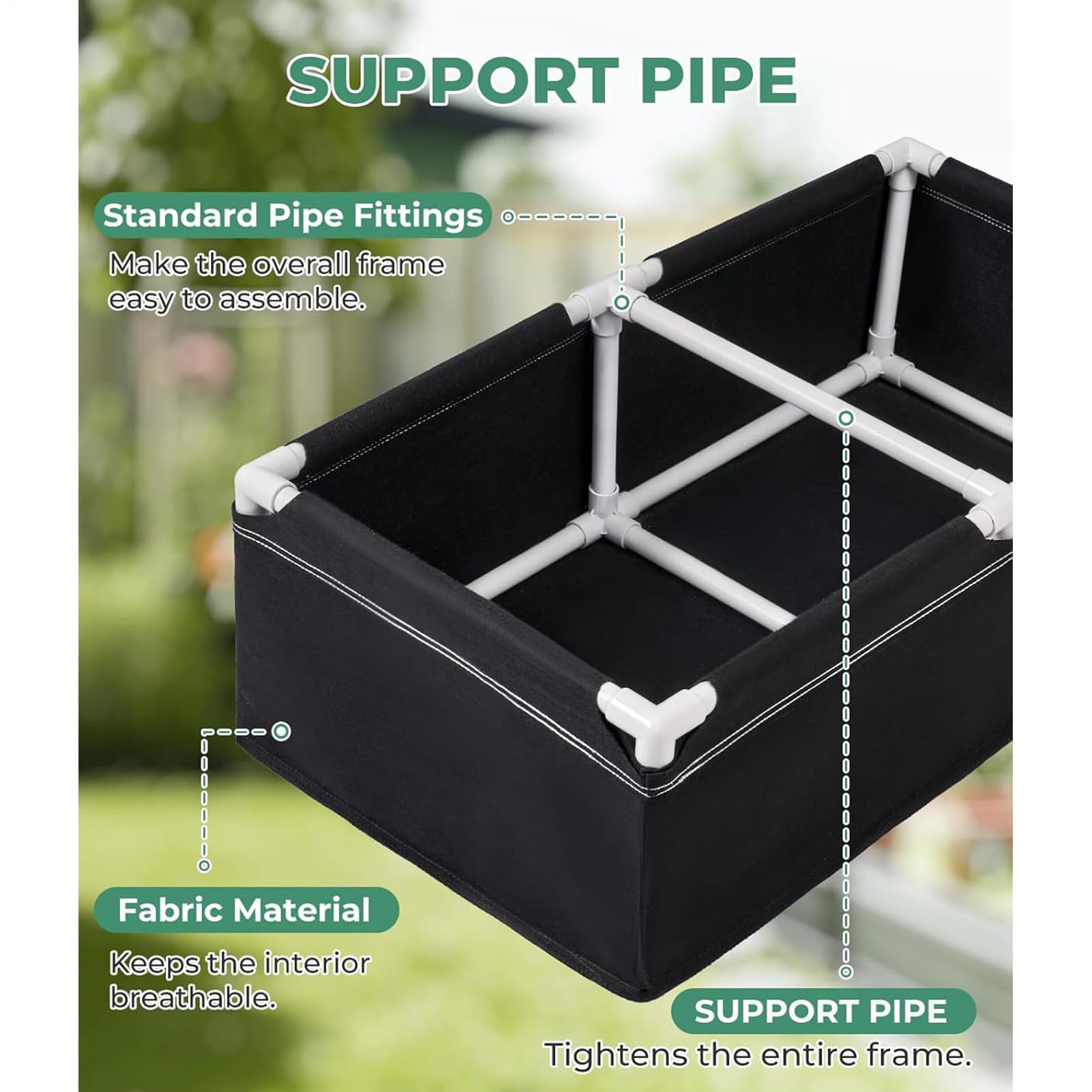 Podwyższona grządka z tkaniny, prostokątna doniczka do uprawy warzyw