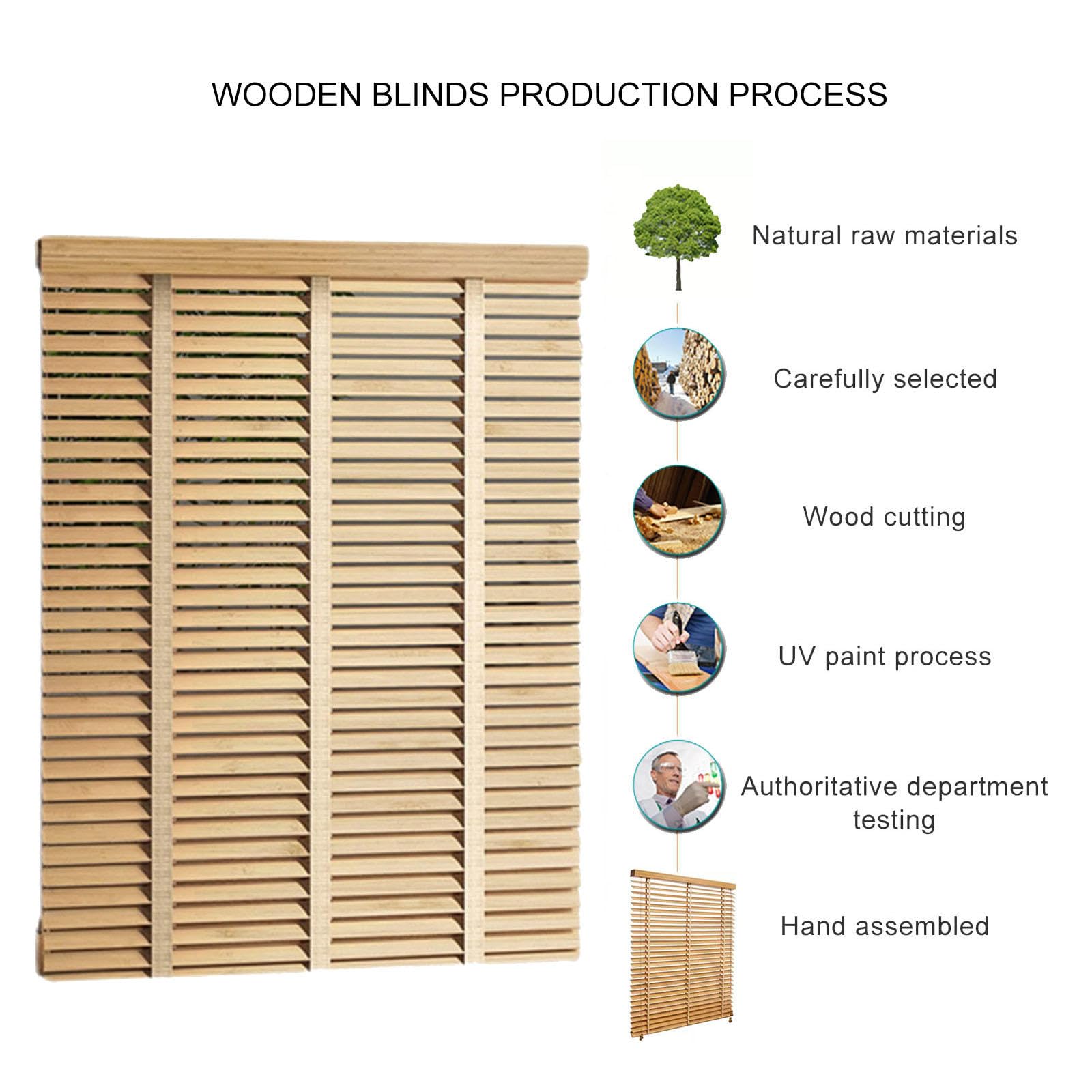 Jolan Veneziane Orizzontali,Tende Veneziane in Vero Legno,Tenda Veneziana Oscuranti e Termoisolanti,Persiane per Il Trattamento delle Finestre,Lamelle da 50mm,Personalizzabili,W×H-50×120cm(20 * 47in)