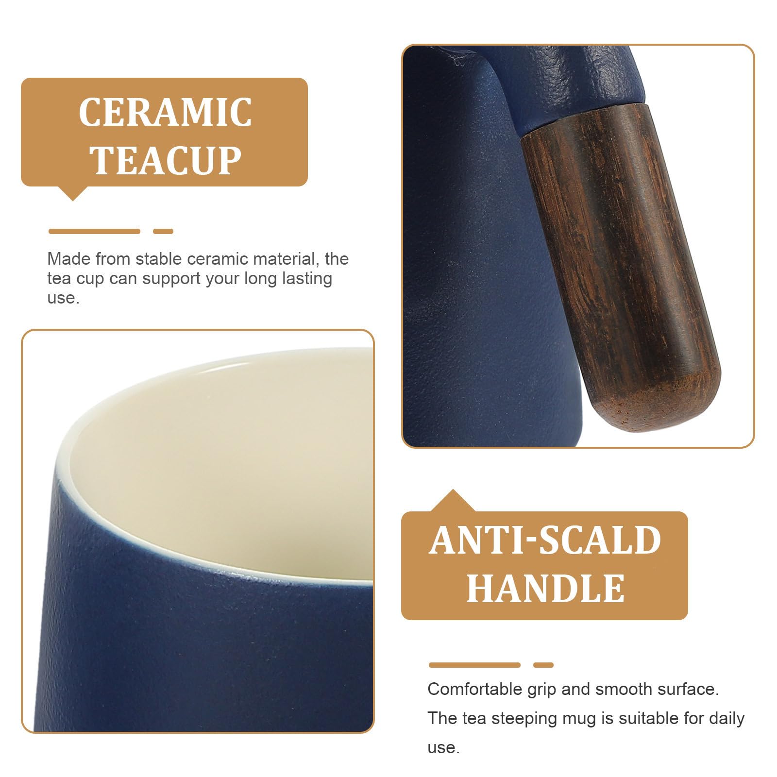 Hemobllo Taza con Filtro de Té 320ml de Cerámica Azul con Tapa | Hogar y Oficina, Diseño para Separar Hojas, Ayuda a Reducir Residuos y Mantener la Bebida Limpia