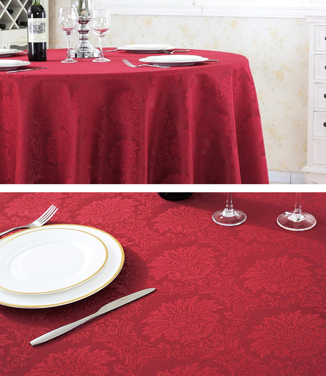 Tovaglia rotonda per casa, hotel, matrimoni, conferenze, 200 cm di diametro, decorazione per sala da pranzo, tessuto antimacchia