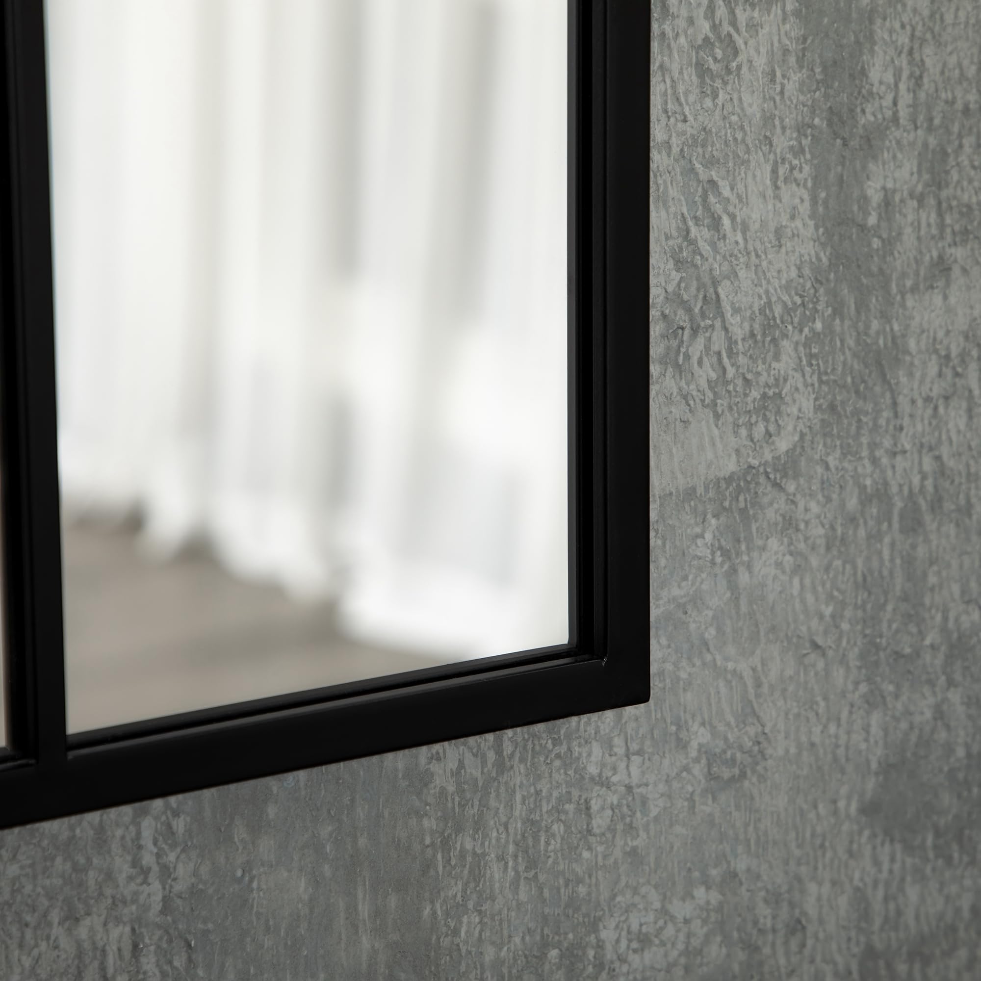 HOMCOM Espejo Decorativo de Pared 50x70 cm Espejo de Ventana de Metal para Salón Dormitorio Entrada Estilo Moderno Negro