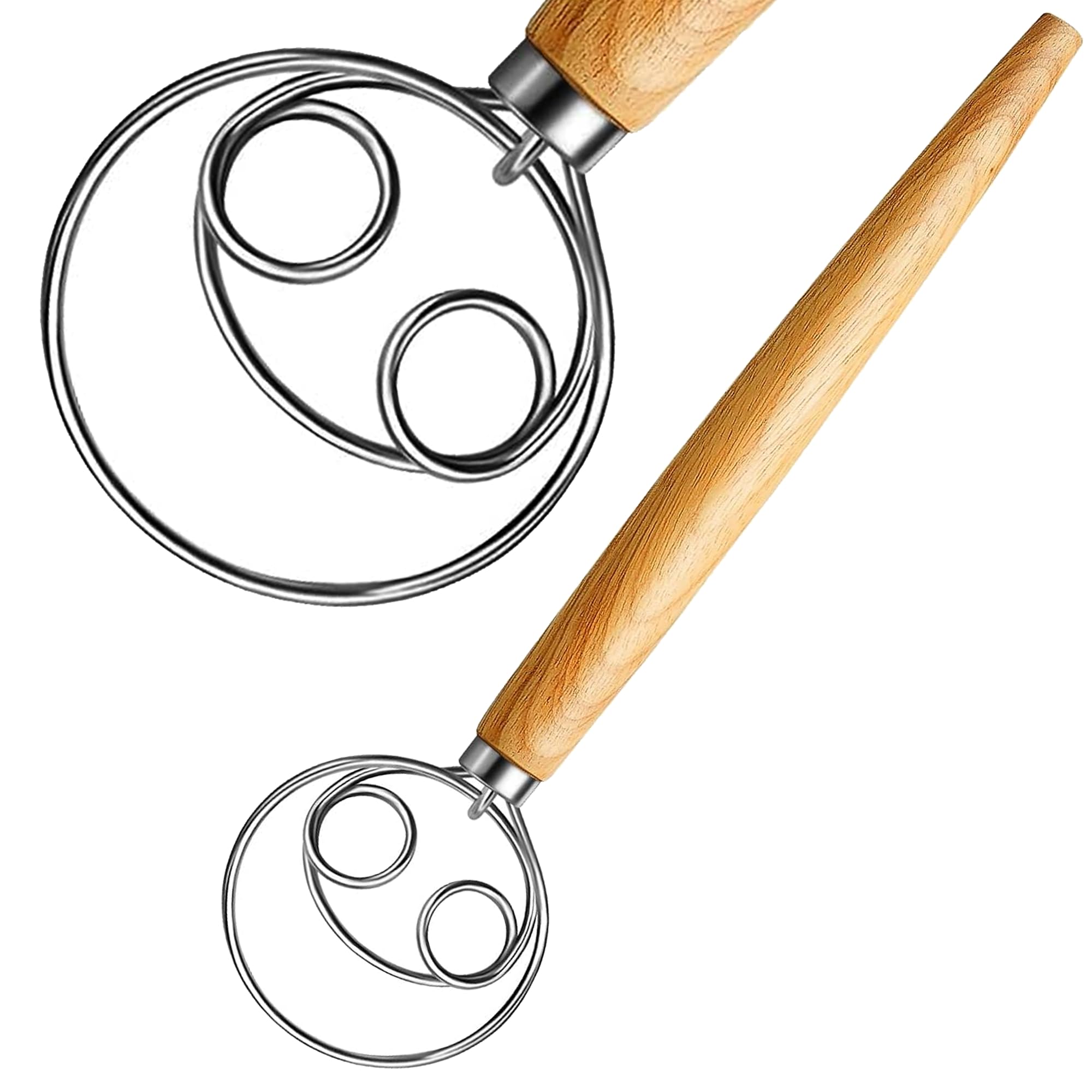 Batidor de masa danesa para masa madre, batidor holandés de acero inoxidable de 13 pulgadas para masa, herramienta de mezcla de pa