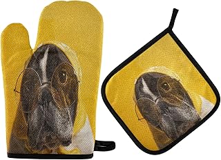 Presine E Guanti Da Forno Cane Animale Occhiali Gialli Guanti Barbecue Resistenti Guanti Per Forno Resistente Al Calore Guanti Forno Per Bbq, Grill, Campeggio
