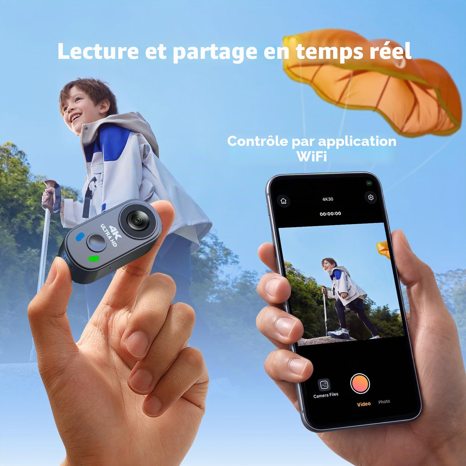 Caméra Sport 4K 30fps & Mini Caméras Moto - EIS Stabilisation, Fixation Magnétique, Carte 64Go Incluse, 150° Grand Angle - Vlog Caméra Pouce avec Boîtier de Charge 1800mAh pour TikTok/Voyage/POV