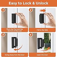 Vista 4 de Paquete de 2 cerraduras de refuerzo de puerta de seguridad para el hogar, cerraduras de puerta para niños, resisten 800 libras