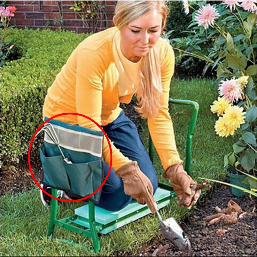 HEEPDD Organizador de Herramientas de Jardín, Bolsa Lateral Plegable con 3 Bolsillos Pequeños para Banco de Jardín, Almacenamiento para Herramientas de Jardinería, Tela Oxford Liviana, (Green)