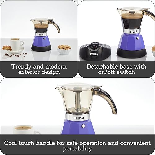 Miniatura 2 de IMUSA Cafetera Eléctrica de Espresso de 3 o 2 Tazas, Morado