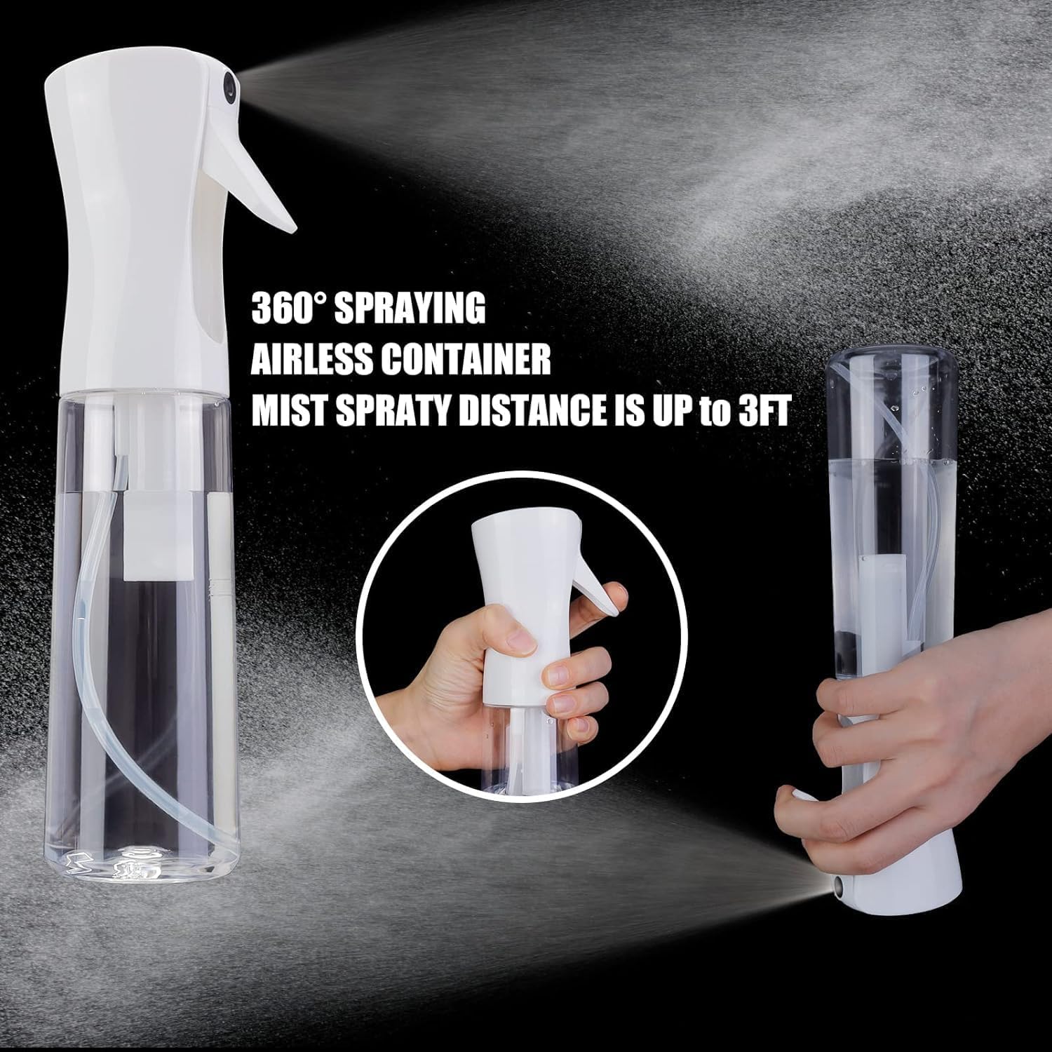 Refillable Empty Mist Water Spray Bottle for Taming Hair in Morning, Hairstyling, Plants, Pets (ONLY WATER USE) (Transparentt White 300 ML)