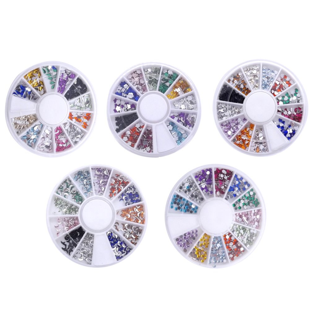 Warm Girl 5 Wheels Crystal Rhinestone in 5 Different Shapes Decoration for Nail Art