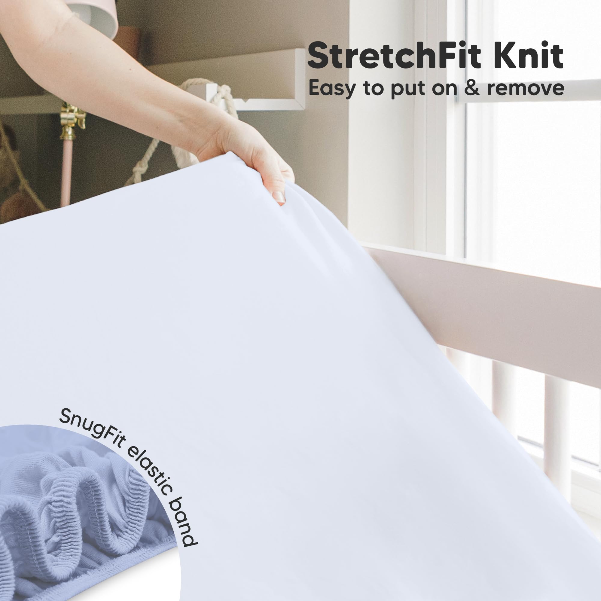 Lot de 2 draps-housse pour lit bébé, draps ajustés en viscose de bambou, neutres et adaptés aux garçons et filles, compatibles avec les matelas de berceau, lit enfant et tout-petit, bleu (Blue Flax)