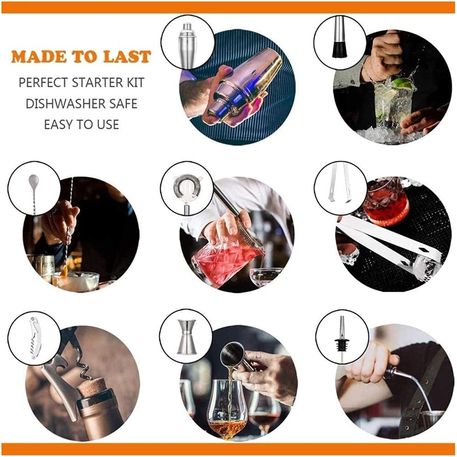 ONOTEC Bartender Kit, 14 Piece Cocktail Shaker Stainless