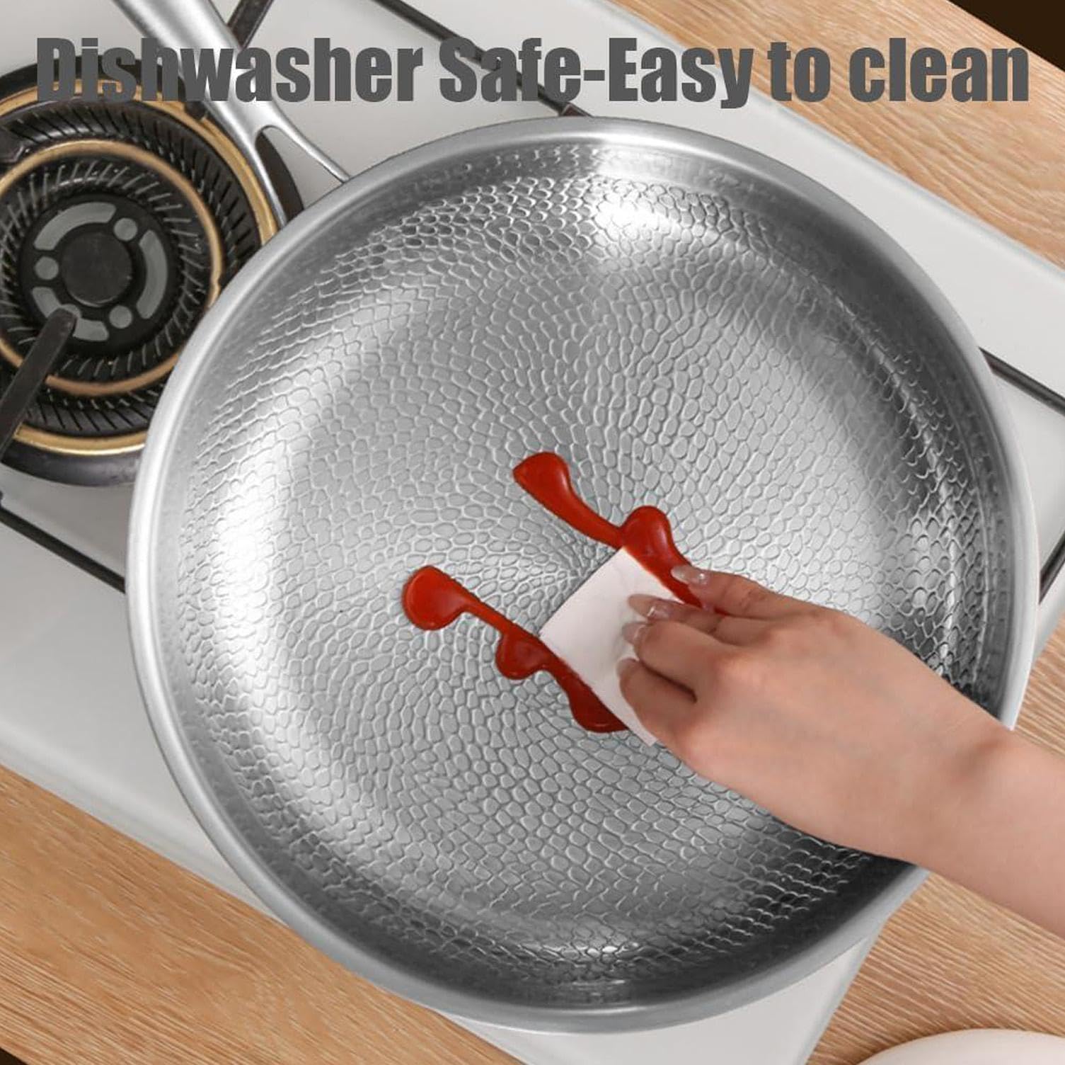 Titan Bratpfanne, Titanium Pfanne Unbeschichtet, Antihaft Titanpfanne 28cm | Titanium Hammered Pan Pro mit Deckel, Multifunctional Pots and Pans Set Mit Deckel ,26cm/10.2in