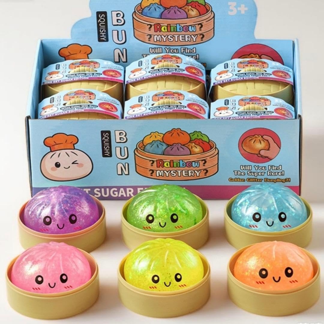 Glow in Dark Dumpling Squishy Mystery Box for Kids, Adults Anxiety Relief Cute Big Squishy Dumpling Stress Ball Stress Relief Stretchy Desk Toys { Random Piece of 1 Multicolour }